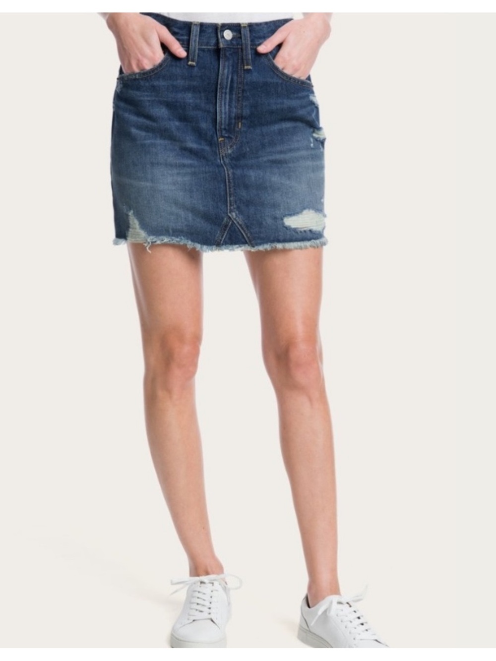 FRYE distressed denim skirt size 27